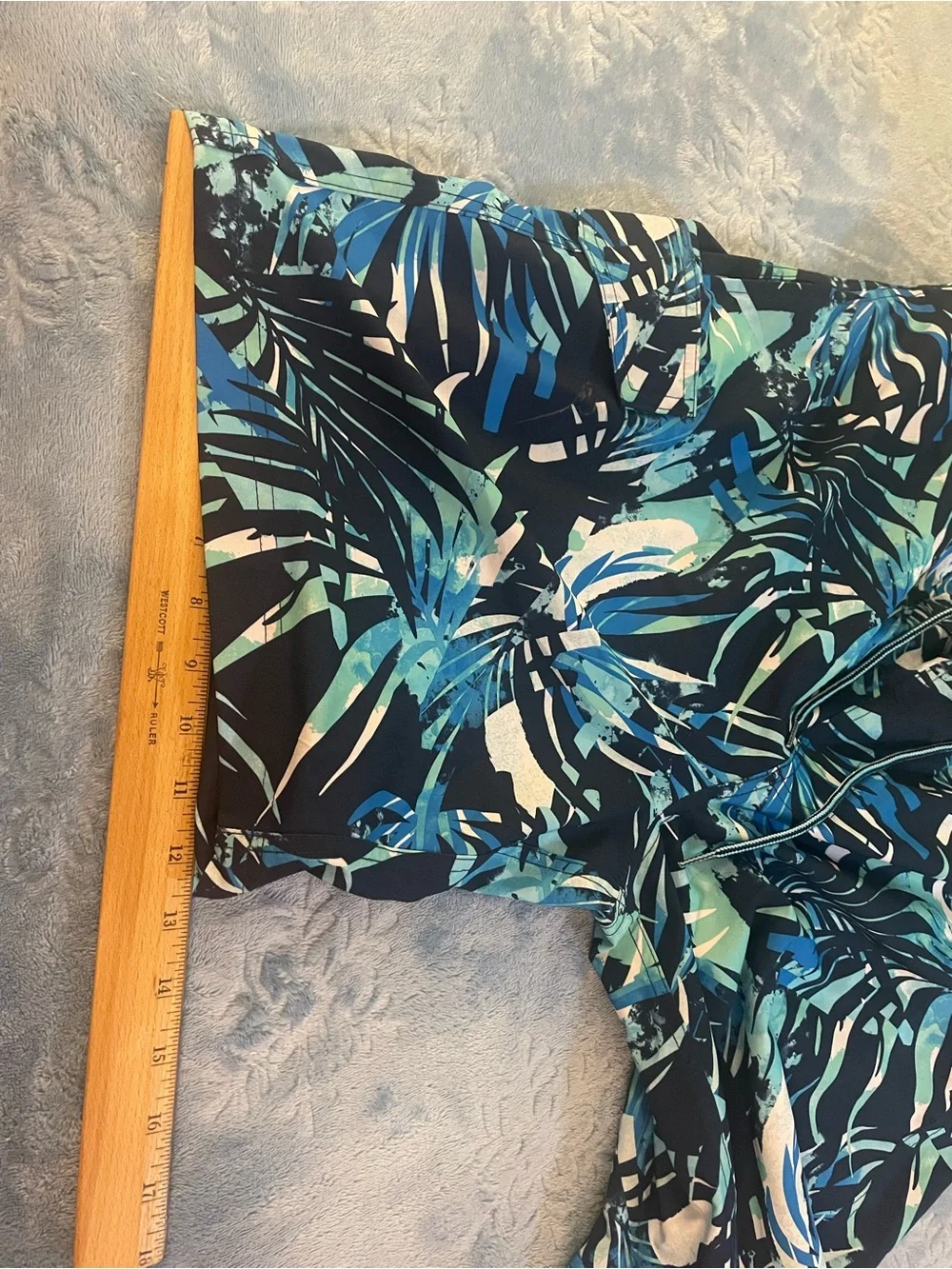 George Navy Swim Shorts with Blue & Teal Tropical Print